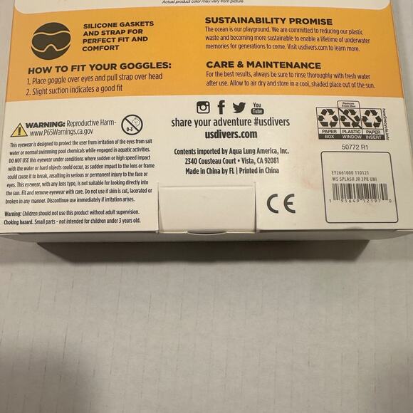 U.S. Divers Splash Jr Swim Goggles 3-Pack Anti-Fog Shatter Resistant Junior 6+ - Picture 5 of 5